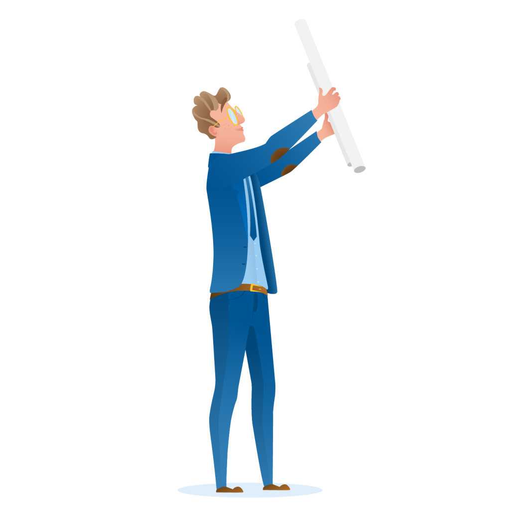 a man holding a blueprint